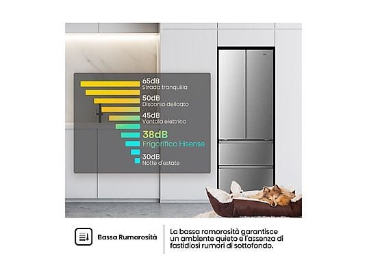 Hisense Frigorifero Americano 4 Porte RF632N4BCE - 485 L, No Frost, Inverter, Inox, Classe C