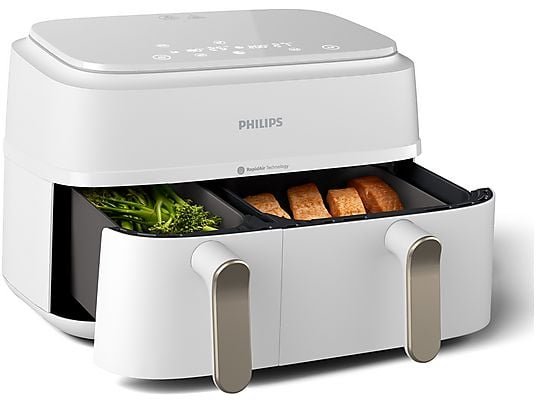 Philips Friggitrice ad Aria Serie 3000 NA353/10 - Doppio Cestello 9 L, 2750W, Bianco