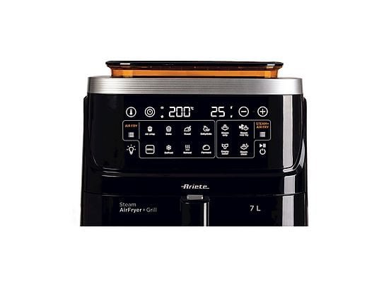 Ariete Friggitrice ad Aria Air Fryer Steam Grill 4636 - Cestello con Finestra 7 L, Vapore, 1700W, Nero