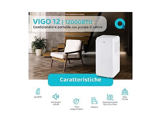 IRRADIO Belair Vigo 12 Condizionatore Portatile 12000 BTU Pompa di Calore Classe A