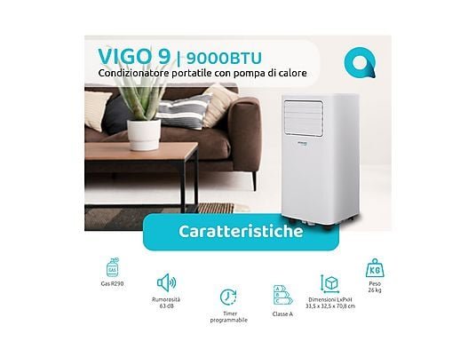 IRRADIO Belair Vigo 9 Condizionatore Portatile 9000 BTU Pompa di Calore Classe A
