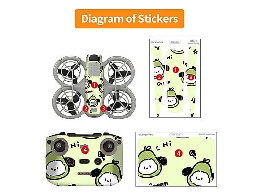 Wigento Set Adesivi Protettivi Skin Design Multicolore per DJI Neo Drone e Controller