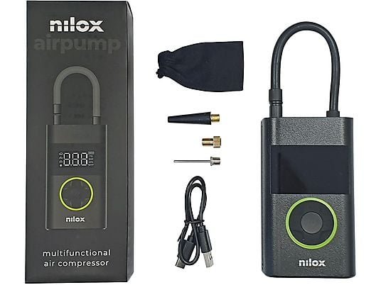 Nilox Air Pump Mini Compressore Portatile Digitale 150 PSI Powerbank 4000mAh Nero