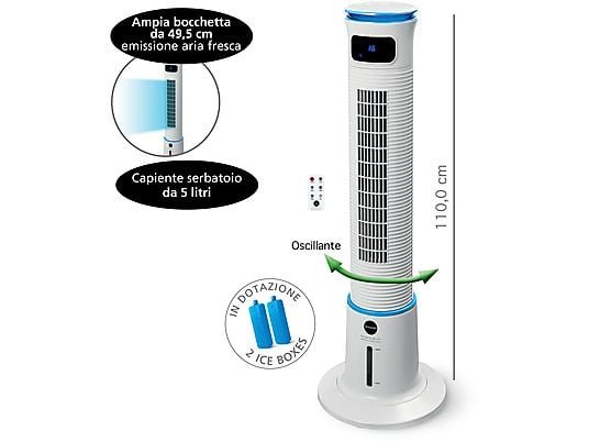 Macom Breeze Tower Plus Raffrescatore Evaporativo a Torre Touch 60W Bianco