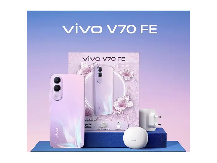Vivo V70 FE 5G Special Pack 512GB RAM 8GB Dual SIM Purple Bundle con Buds Air3 e Flash Charger 90W
